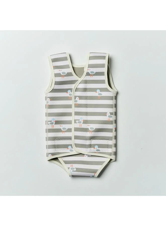 ساني لايف بدلة سباحة للأطفال من المطاط الطبيعي سامي النورس مخطط أخضر